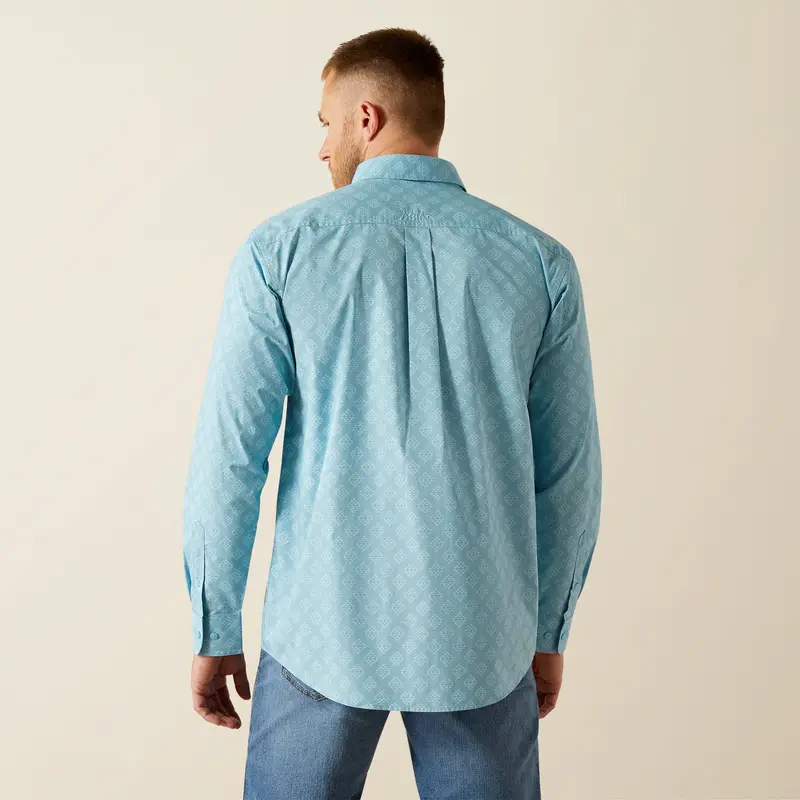 Men's Ariat Garmon Long Sleeve Turquoise Shirt - 10054645 3