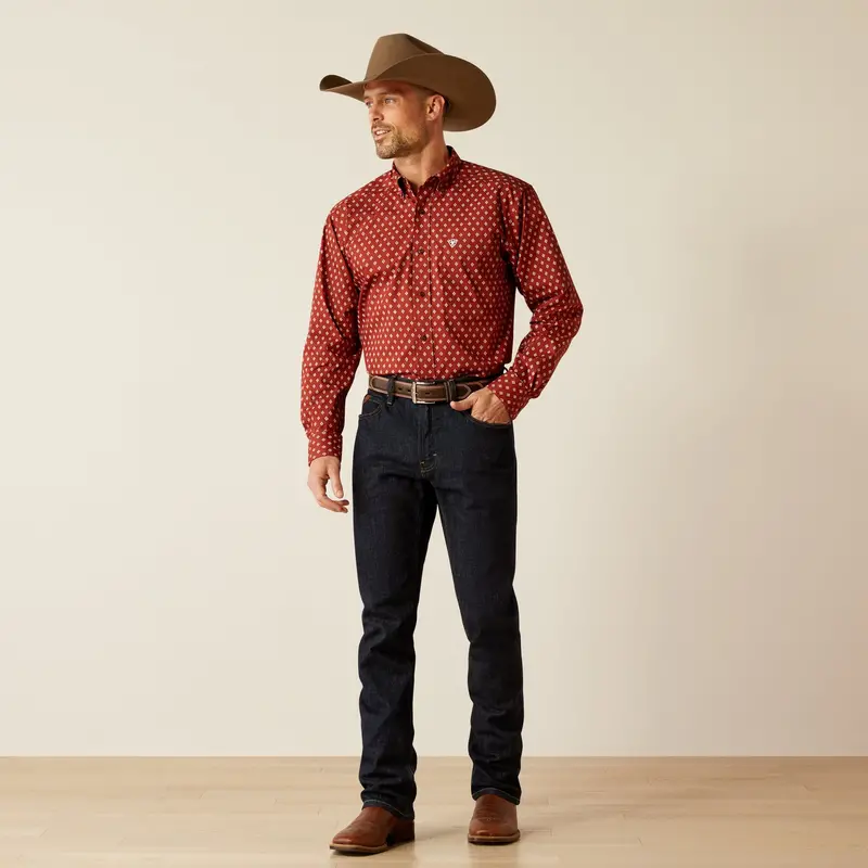 Men's Ariat Pax Burgundy Long Sleeve Shirt - 10053867 1