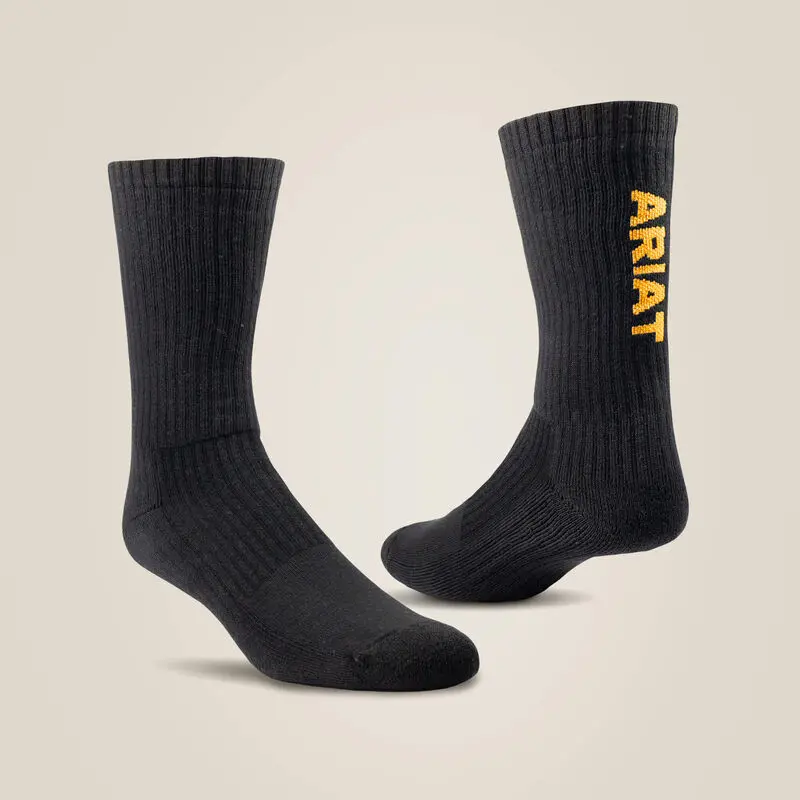 Men's Ariat Premium Ringspun Cotton Crew Work Sock 3 Pair Pack - 10036517 1