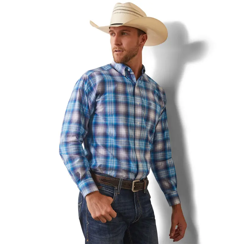 Men's Ariat Pro Series Lukas Classic Fit Shirt In Light Blue - 10043725 1