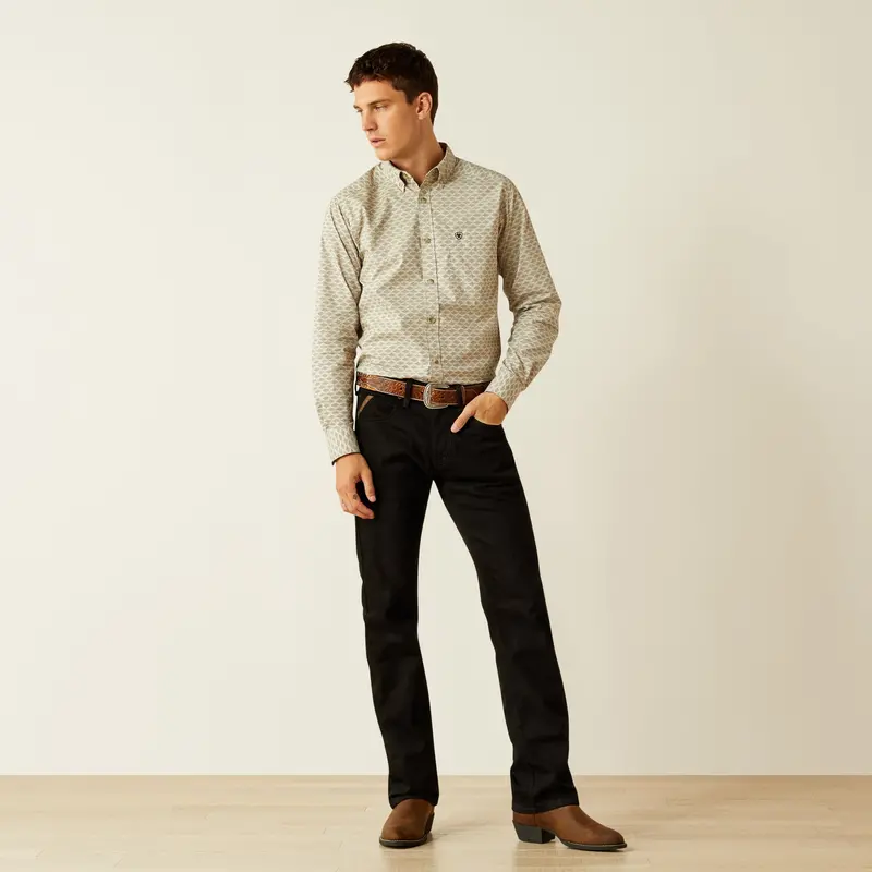 Men's Ariat Sirius Fitted Kahki Shirt - 10058993 1