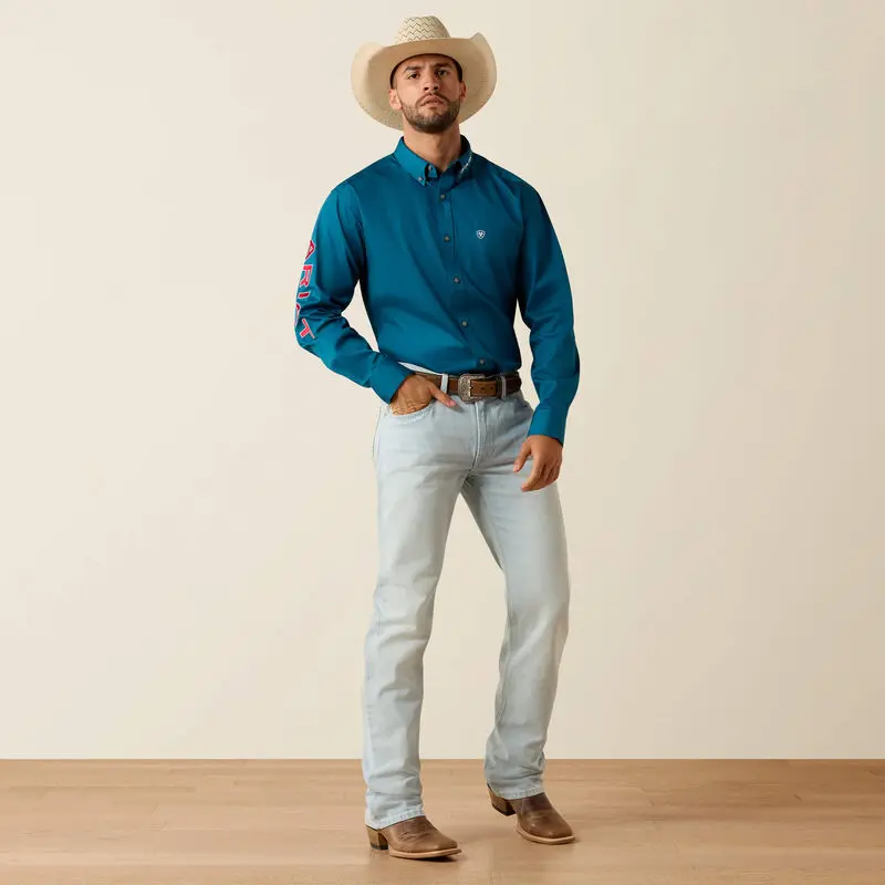 Men's Ariat Team Logo Lightweight Twill Classic Fit Shirt - 10071684 1