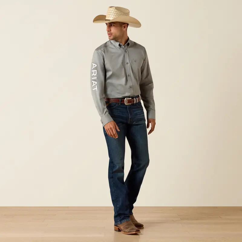 Men's Ariat Team Logo Lightweight Twill Fitted Shirt - 10071690 1