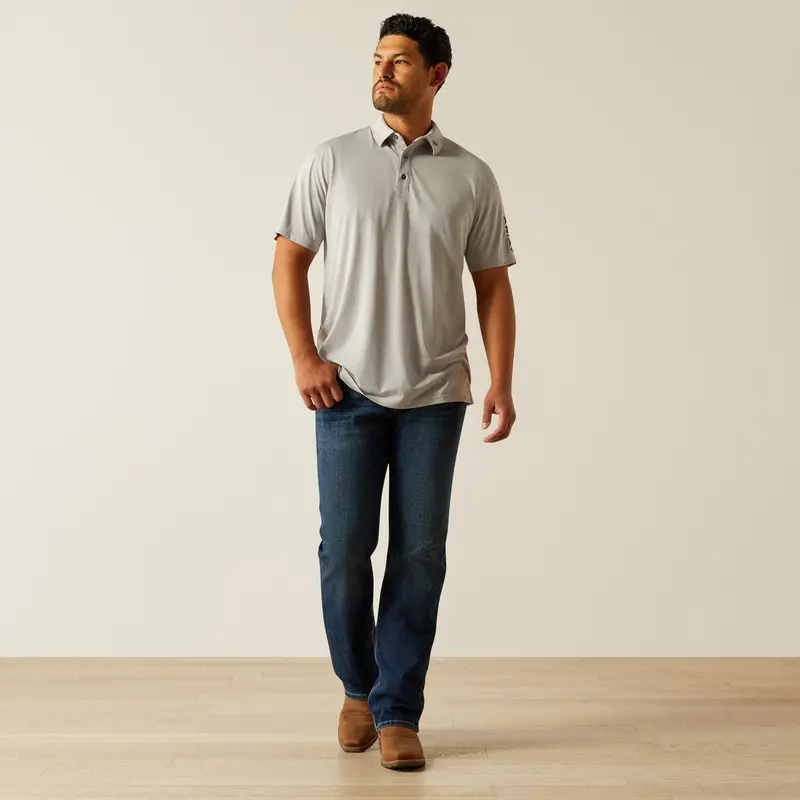 Men's Ariat Team Logo Silver Sconce Polo - 10058734 1