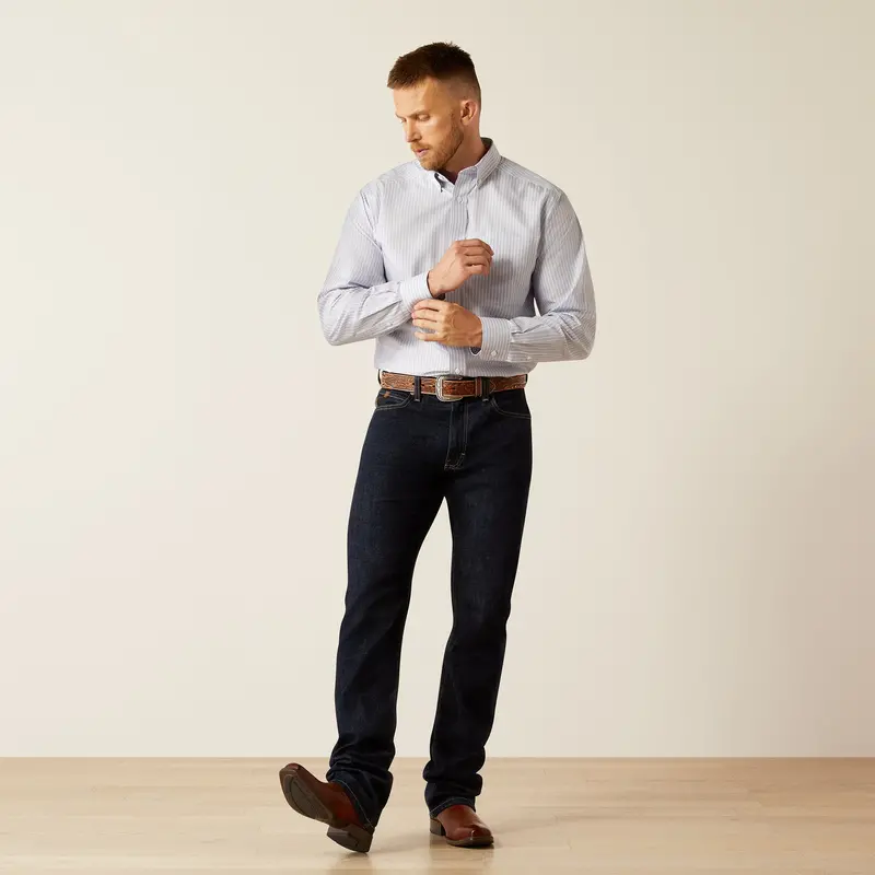 Men's Ariat Wrinkle Free Don Classic Fit Blue Shirt - 10058956 1