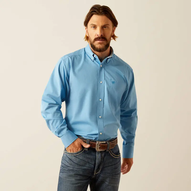 Men's Ariat Wrinkle Free Solid Classic Fit Shirt - 10055278 1