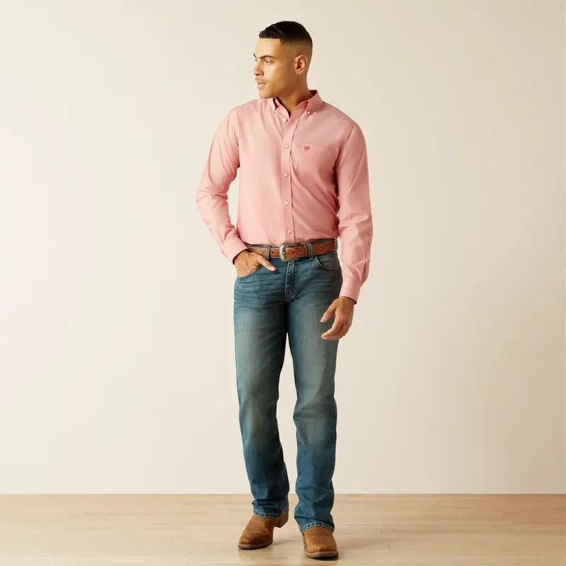 Men's Ariat Wrinkle Free Solid Fitted Shirt - 10059156 1