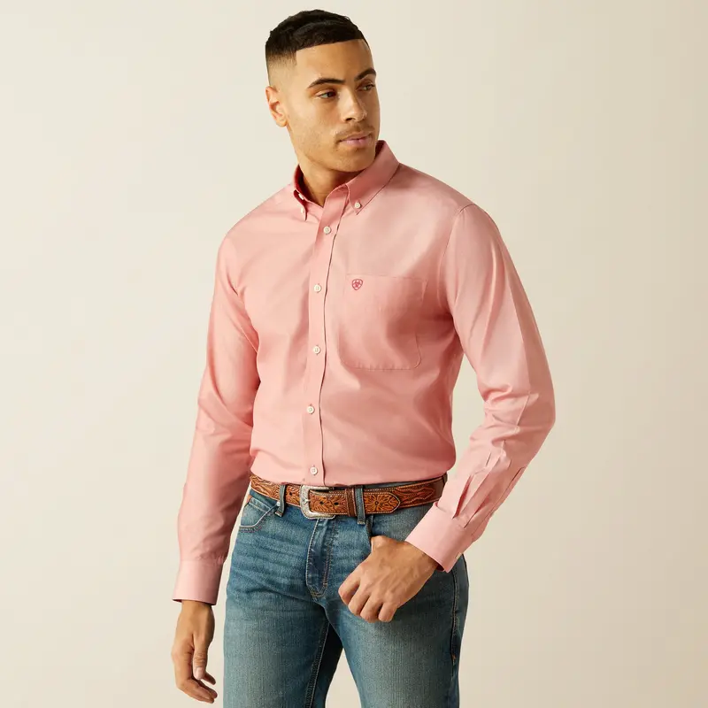 Men's Ariat Wrinkle Free Solid Fitted Shirt - 10059156 2
