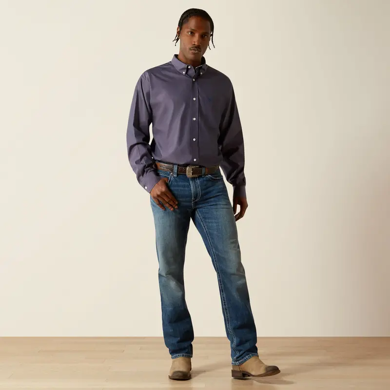 Men's Ariat Wrinkle Free Solid Pinpoint Oxford Classic Fit Shirt - 10062527 1