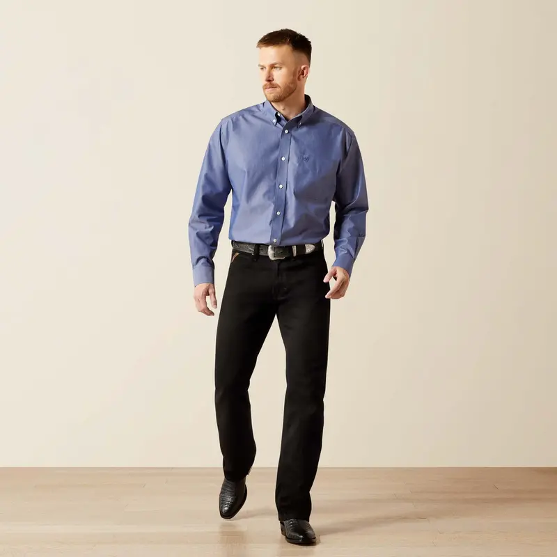 Men's Ariat Wrinkle Free Solid Pinpoint Oxford Classic Fit Shirt - 10065842 1