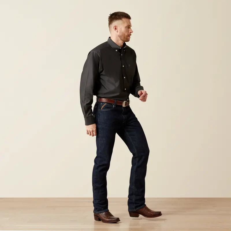 Men's Ariat Wrinkle Free Solid Pinpoint Oxford Classic Fit Shirt - 10065843 1