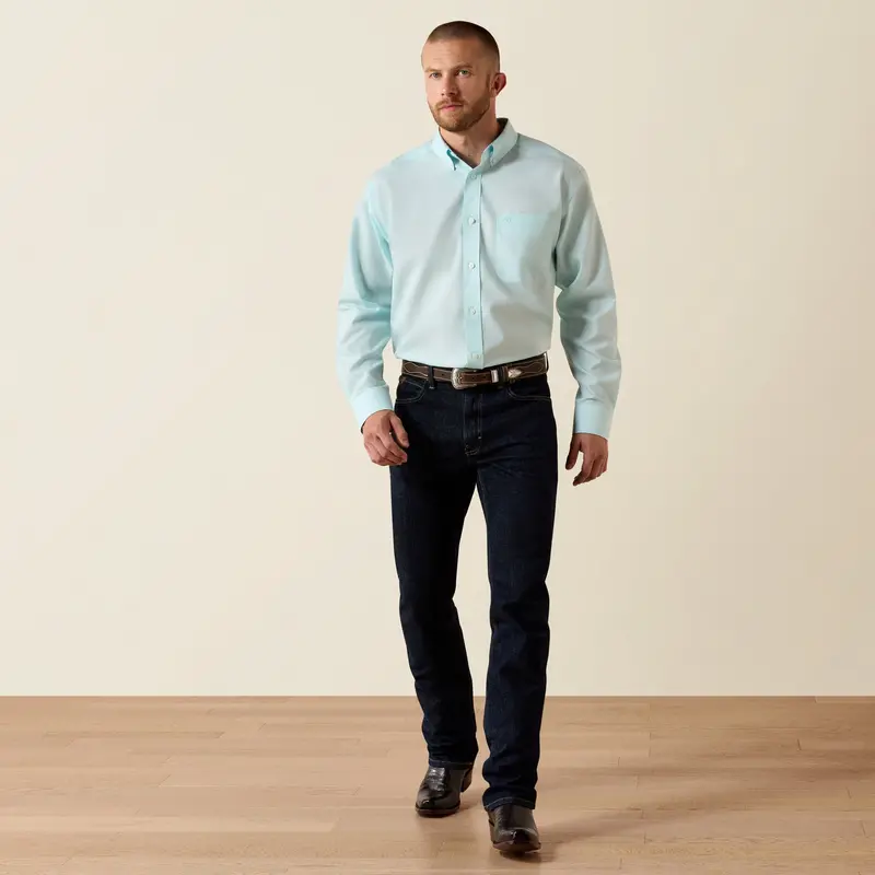 Men's Ariat Wrinkle Free Solid Pinpoint Oxford Classic Fit Shirt - 10071537 1