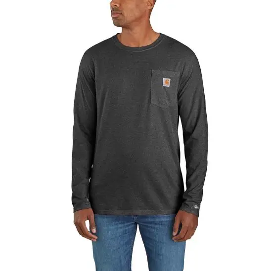 Men's Carhartt Force® Relaxed Fit Midweight Long-Sleeve Carbon Heather Pocket T-Shirt - 106656-Crh 1