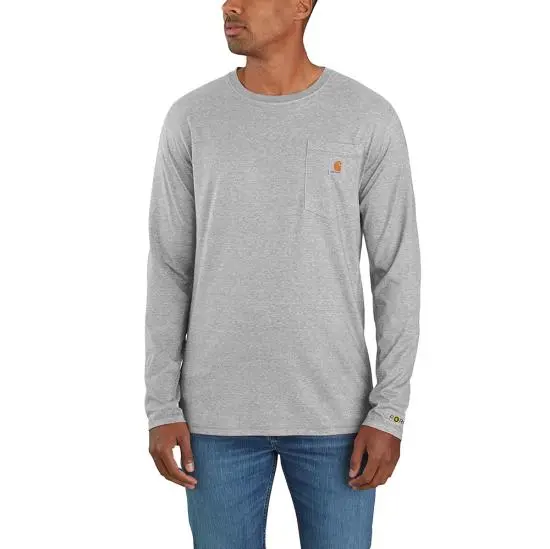 Men's Carhartt Force® Relaxed Fit Midweight Long-Sleeve Carbon Heather Pocket T-Shirt - 106656-Hgy 1