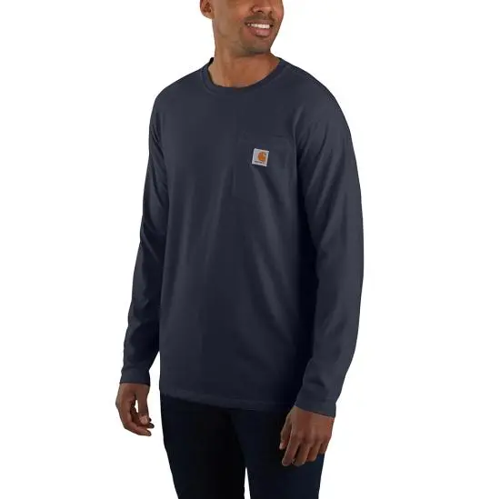 Men's Carhartt Force® Relaxed Fit Midweight Long-Sleeve Pocket Navy T-Shirt - I26 1
