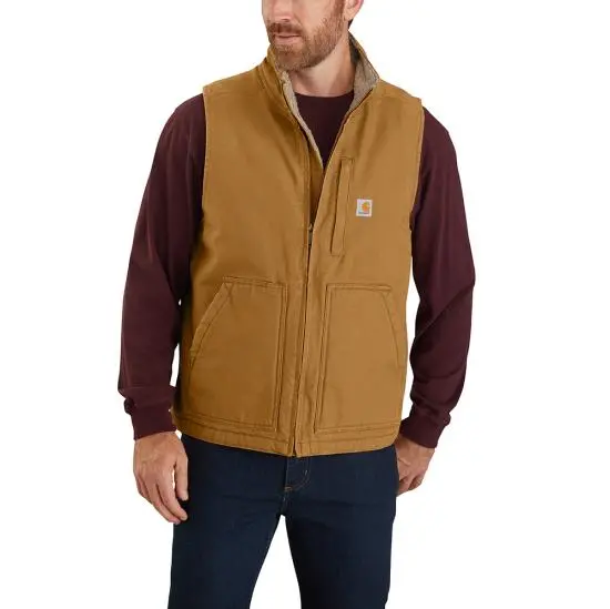 Men's Carhartt Mock-Neck Sherpa-Lined Vest - Loose Fit - Washed Duck - 104277 2