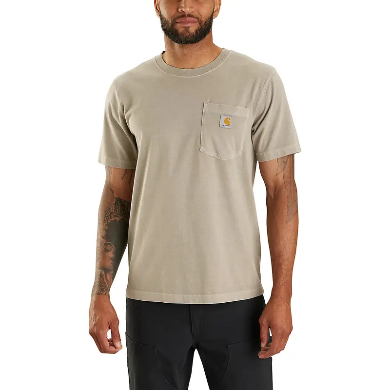 Men's Carhartt Relaxed Fit Lightweight Short-Sleeve Garment Dyed Greige Pocket T-Shirt - 106252 -E00 1