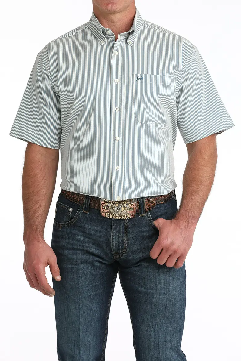 Men's Cinch Arenaflex Blue Striped Shirt - Mtw1704166 1