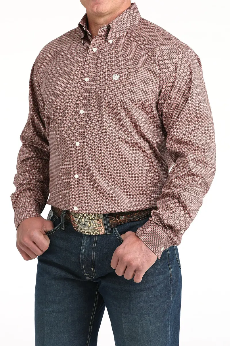 Men's Cinch Geometric Print Long Sleeve Shirt - Mtw1106017 1