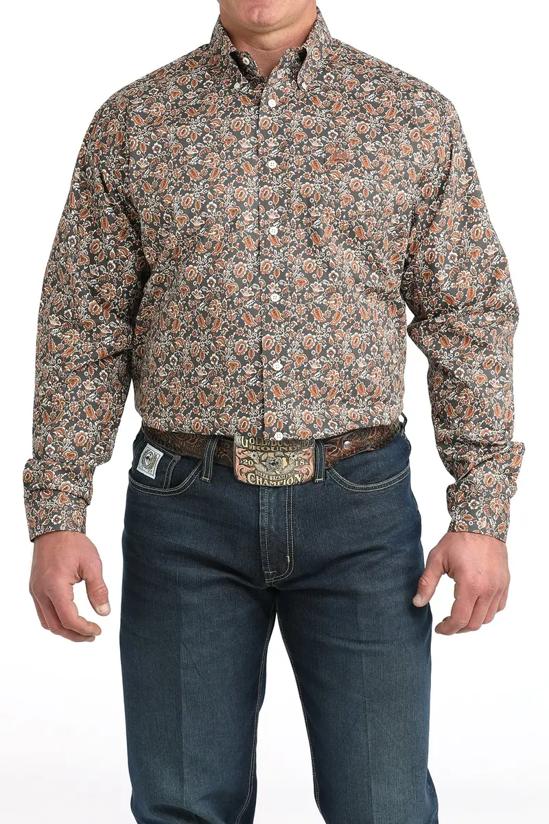 Men's Cinch Long Sleeve Floral Print Shirt - Mtw1106030 1