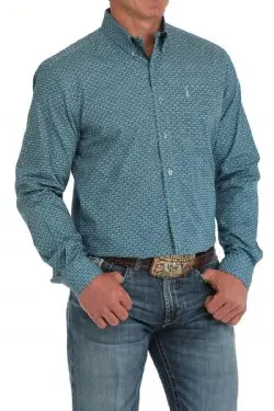 Men's Cinch Modern Fit Geometric Print Button-Down Western Shirt - Mtw1347126 1