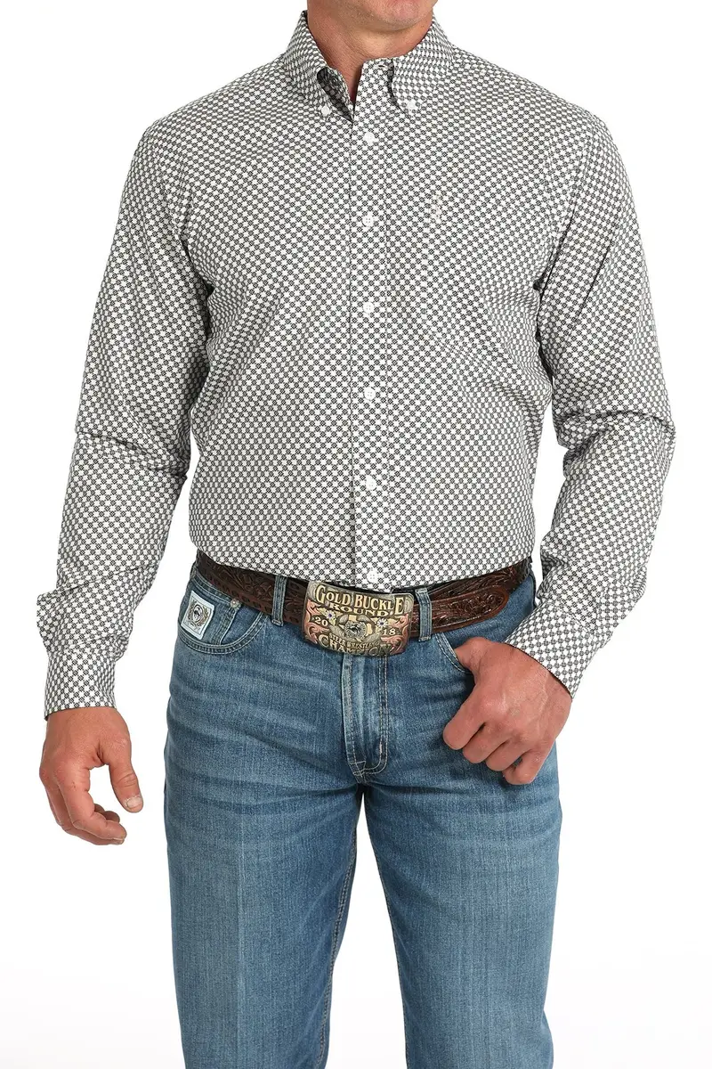 Men's Cinch Modern Fit Square Print Western Shirt - Mtw1347129 1
