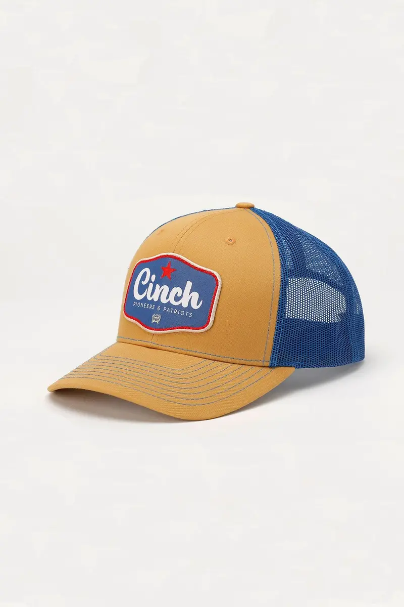 Men's Cinch Pioneers And Patriots Cap Brown/Blue - Mcc0800006 - Final Sale 1
