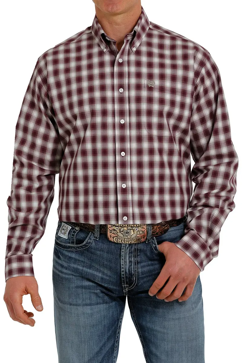 Men's Cinch Plaid Button Down Western Shirt - Mtw1105350 1