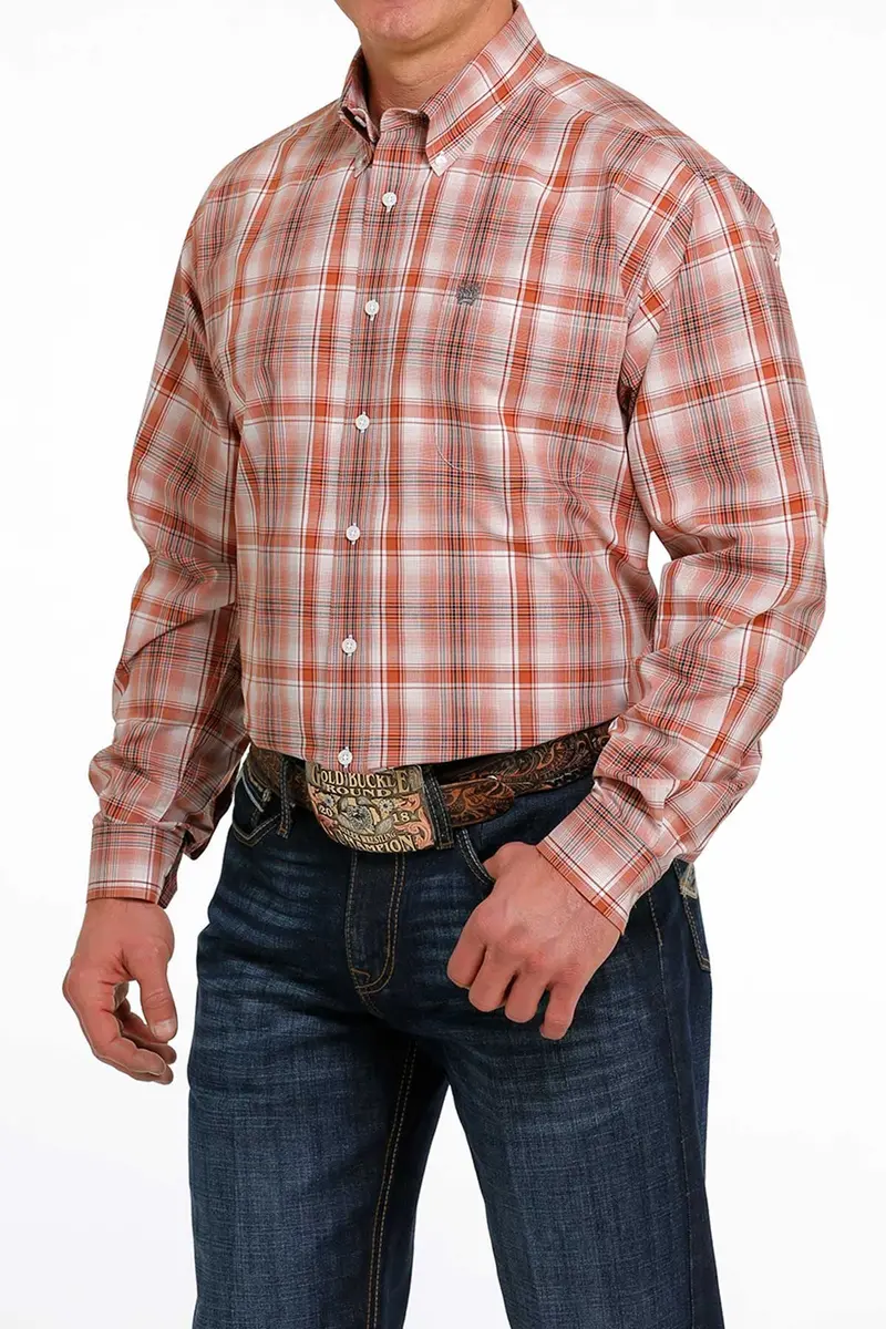 Men's Cinch Plaid Button Down Western Shirt - Mtw1105504 1