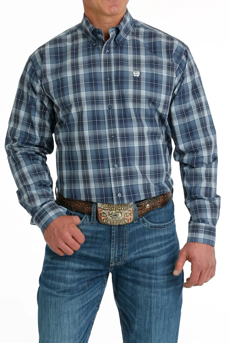 Men's Cinch Plaid Button Down Western Shirt - Mtw1105694 1