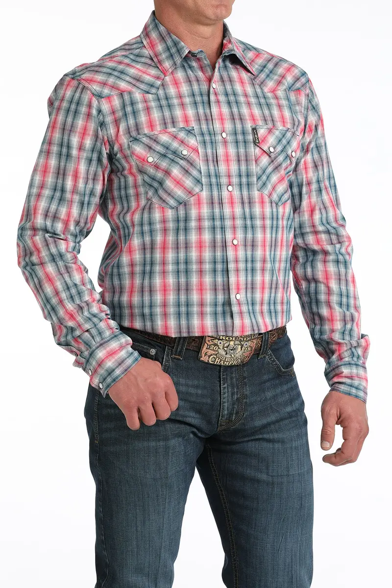 Men's Cinch Plaid Pearl Snap Modern Fit Shirt - Mtw1301091 1