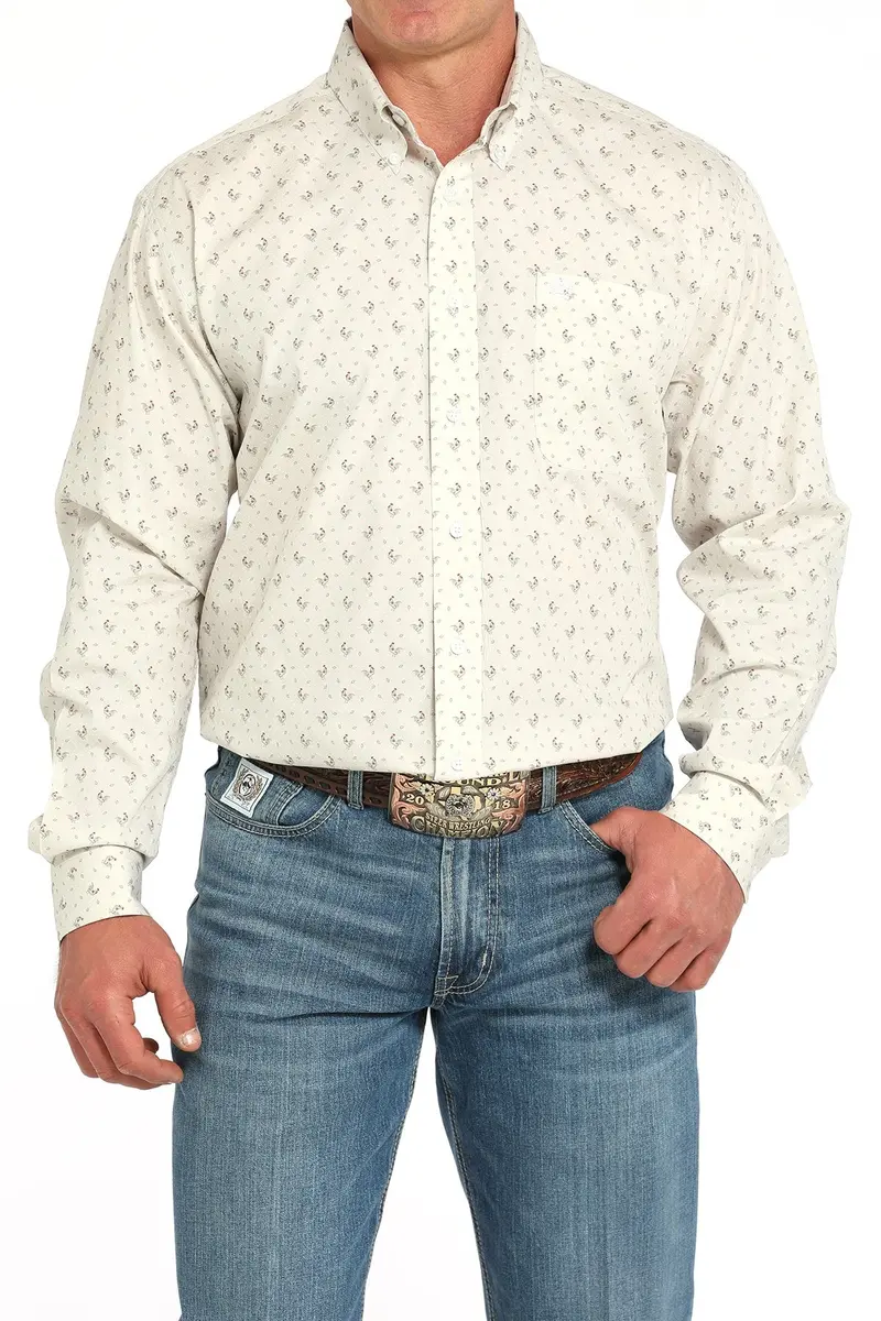 Men's Cinch Rooster Print Button-Down Western Shirt - Mtw1105933 1