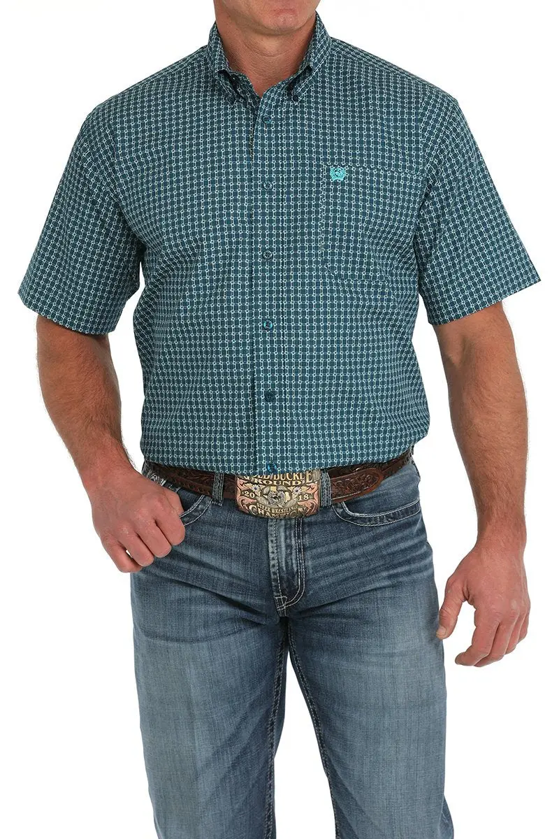 Men's Cinch Short Sleeve Geometric Print Button-Down Western Shirt - Mtw1111478 1