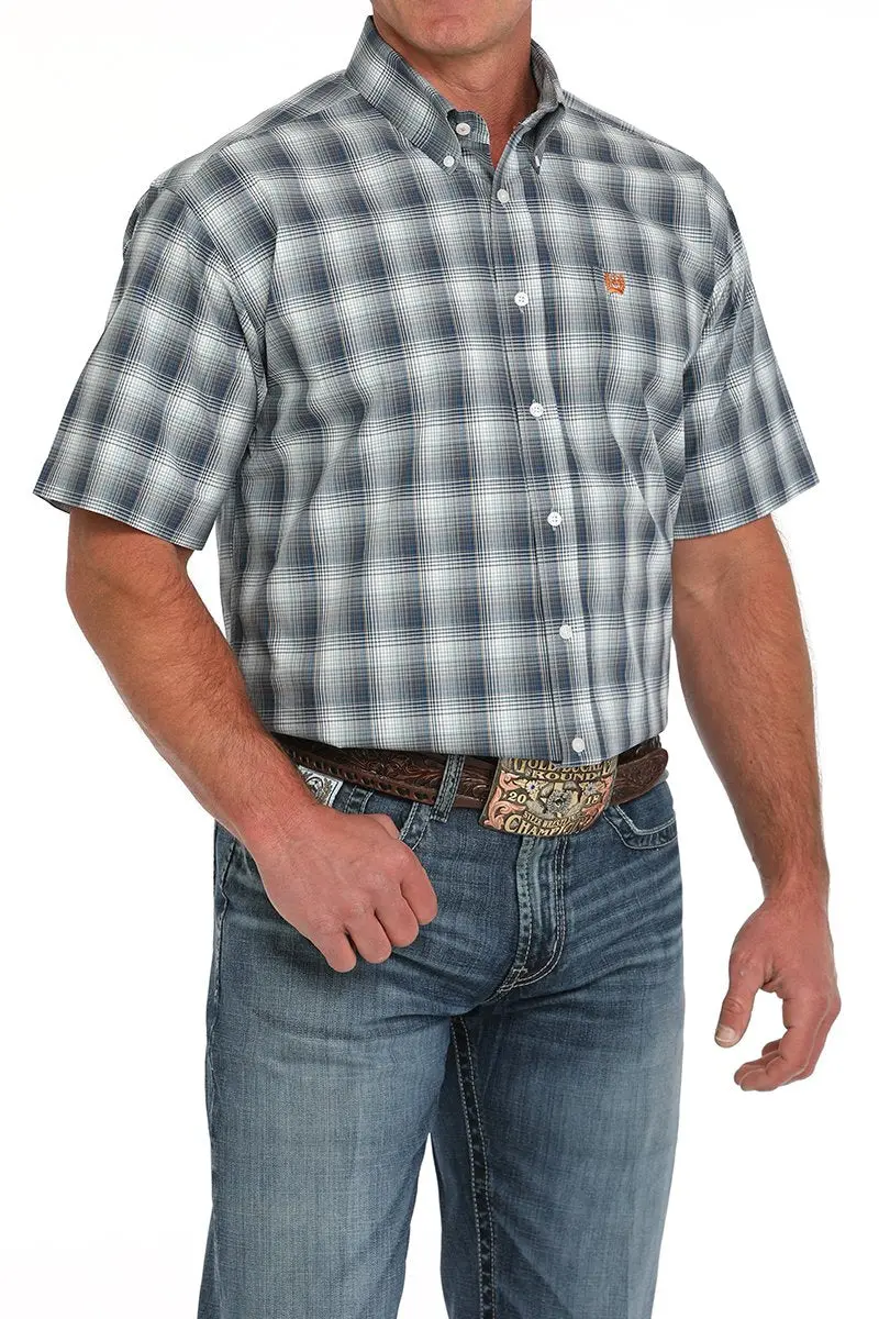 Men's Cinch Short Sleeve Plaid Button-Down Western Shirt - Mtw1111476 1