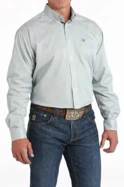 Men's Cinch Tencel™ Micro-Stripe Print Button-Down Western Shirt In Green/White - Mtw1105814 3