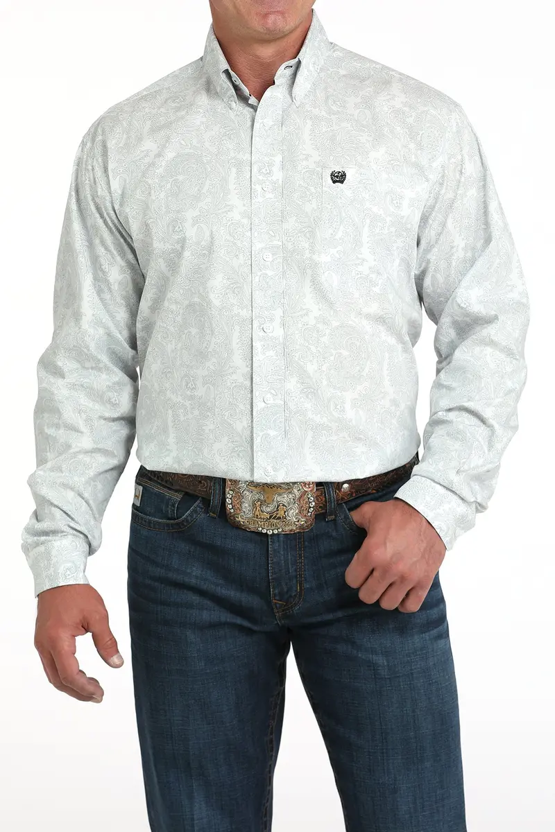 Men's Cinch White Paisley Long Sleeve Shirt - Mtw1105984 1