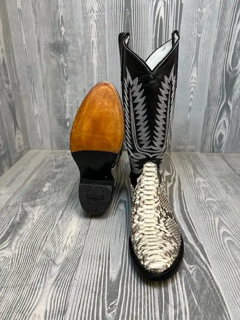 Men's Cowtown Natural Python With 13" Black Cowhide Top Western Boots - 808 2