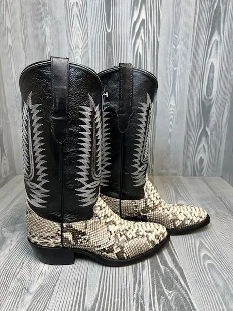 Men's Cowtown Natural Python With 13" Black Cowhide Top Western Boots - 808 4