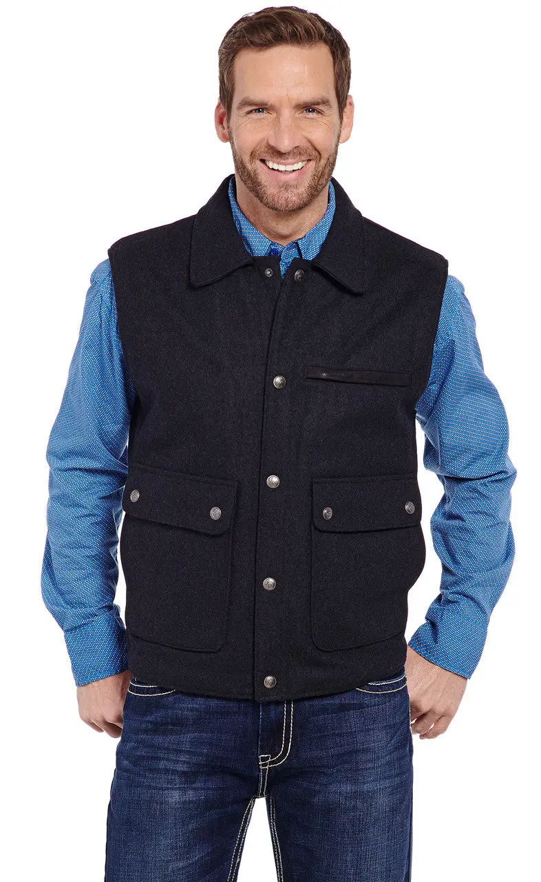 Men's Cripple Creek Wool Melton Heather Black Vest - Cr38566 1