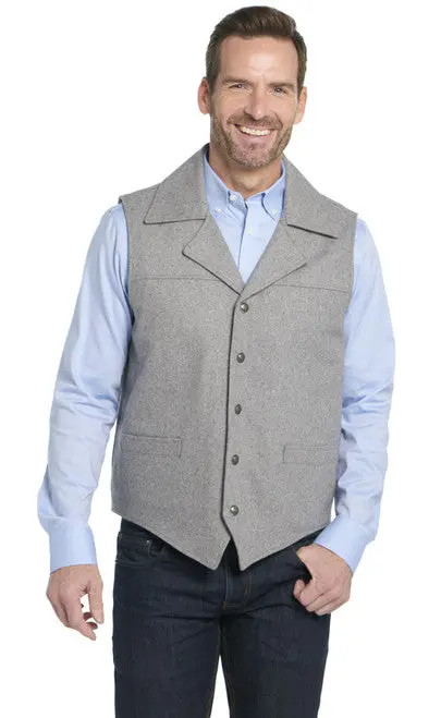 Men's Cripple Creek Wool Melton Snap Front Dove Grey Collared Vest - Cr39066 1