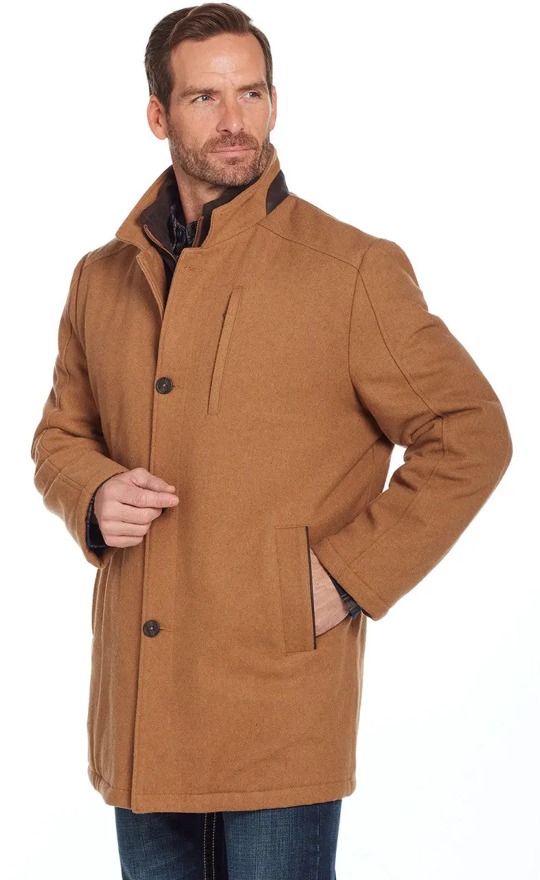 Men's Cripple Creek Wool Melton Zip & Button Front Coat W/ Faux Leather Trim - Cr43366 1