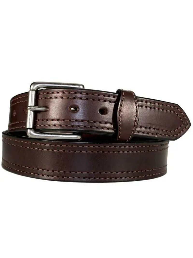 Men's Gingerich Brown Double Stitched Leather Belt - 8018-36 1