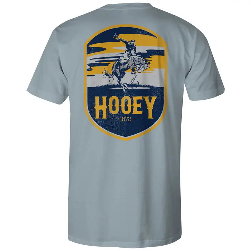 Men's Hooey "Cheyenne" Denim W/Yellow/Grey/Black Logo Pocket T-Shirt - Ht1688ltbl 1