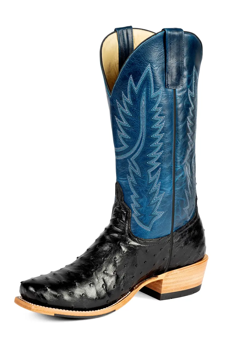 Men's Horse Power Black Full Quill Ostrich With 13" Azure New Orleans Tops - Hp9533 1