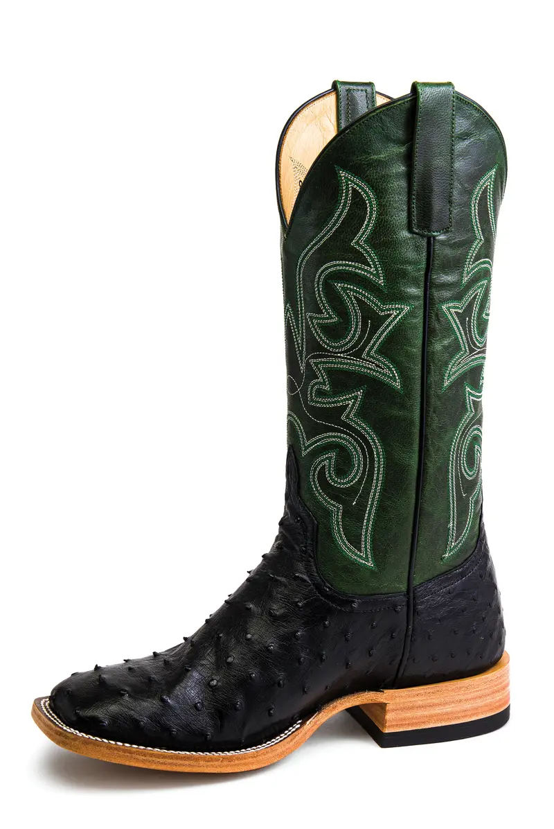 Men's Horse Power Black Full Quill Ostrich With 13" Emerald Explosion Tops - Hp8004 1
