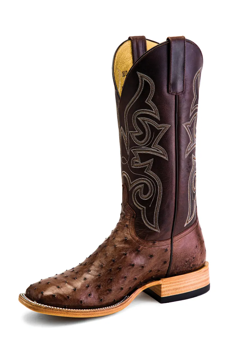 Men's Horse Power Top Hand Kango Tobac Full Quill Ostrich With 13" Chocolate Pull Up Tops - Hp8001 1