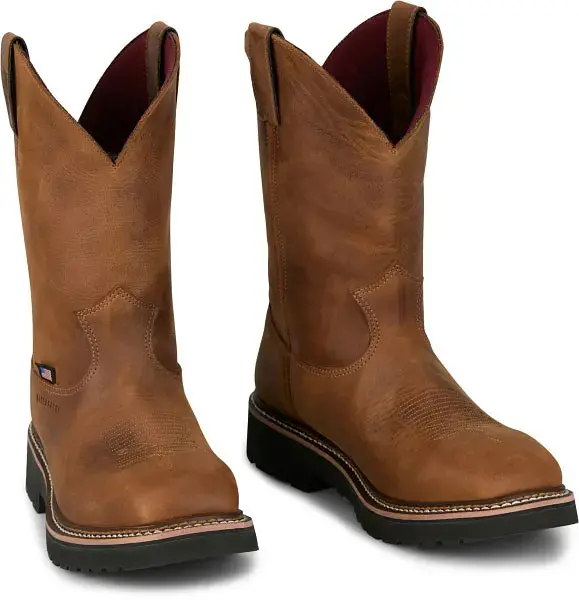 Men's Justin Ames Walnut Brown Cowhide Soft Toe Waterproof Work Boots - Hl4224 1