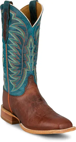 Men's Justin Burchett Cognac Goat With 13" Blue Cowhide Tops - Cx1312 1