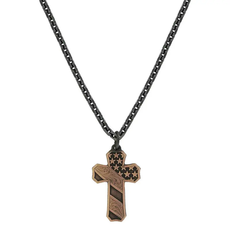 Men's Montana Silversmiths Faded Glory Cross Necklace - Nc3771blb 1