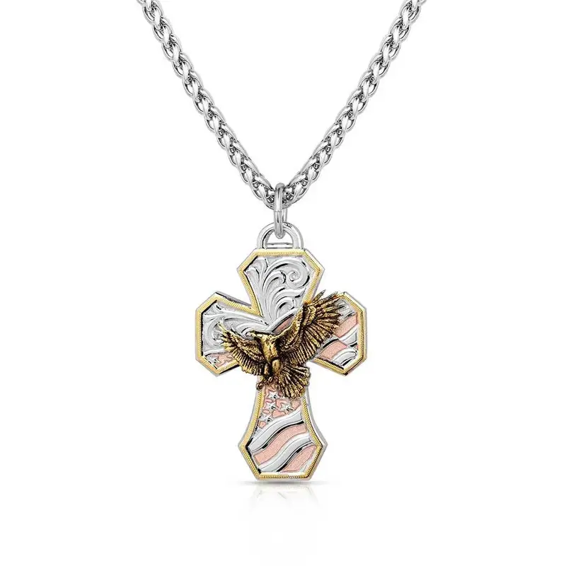 Men's Montana Silversmiths High Praise American Made Cross Necklace - Amnc5675 1